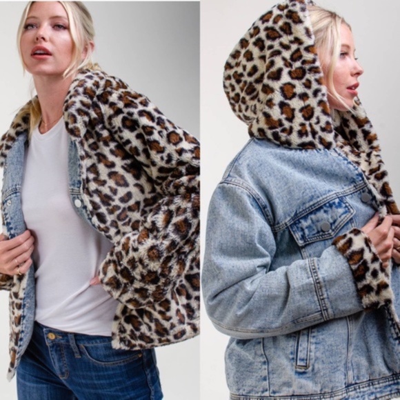 Reversible leopard print denim jacket - Picture 2 of 10